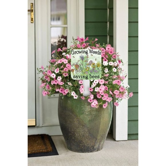 Growing Weeds Saving Bees, Save The Bee Sign, Bee Keeper Farmhouse Yard Sign - Picture 4 of 4